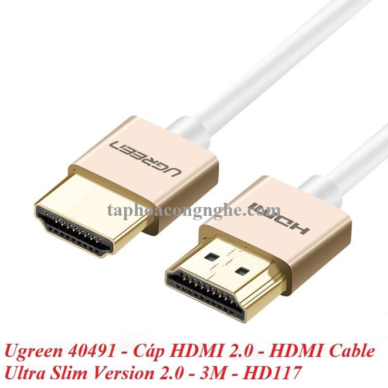 Ugreen 40491 3M màu Hồng Cáp tín hiệu HDMI chuẩn 2.0 sợi siêu nhỏ cao cấp HD117 30040491